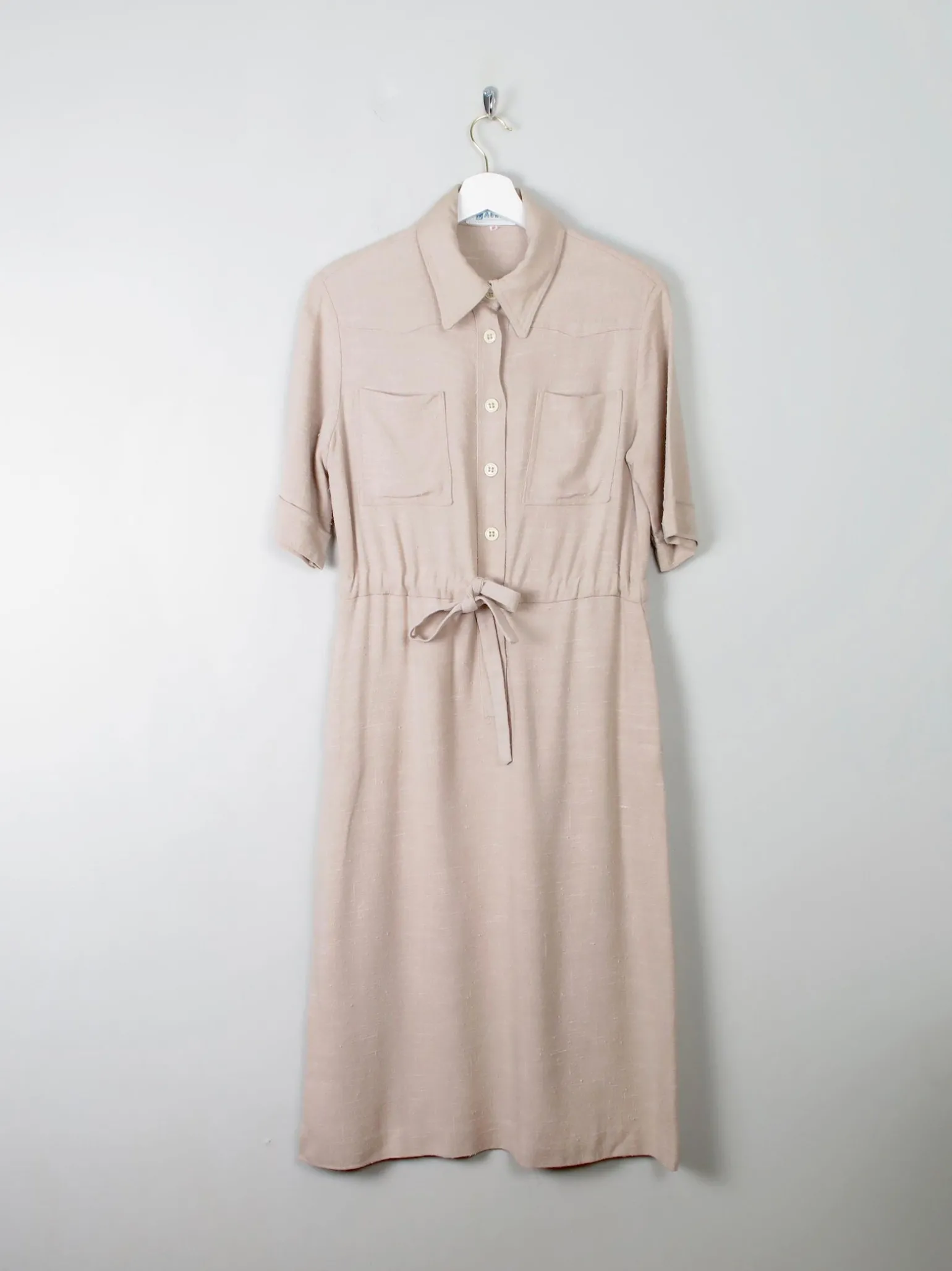 Vintage Cream Linen Safari Dress S