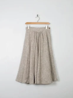Vintage Cream Melange Tweed Full Skirt 26" XS