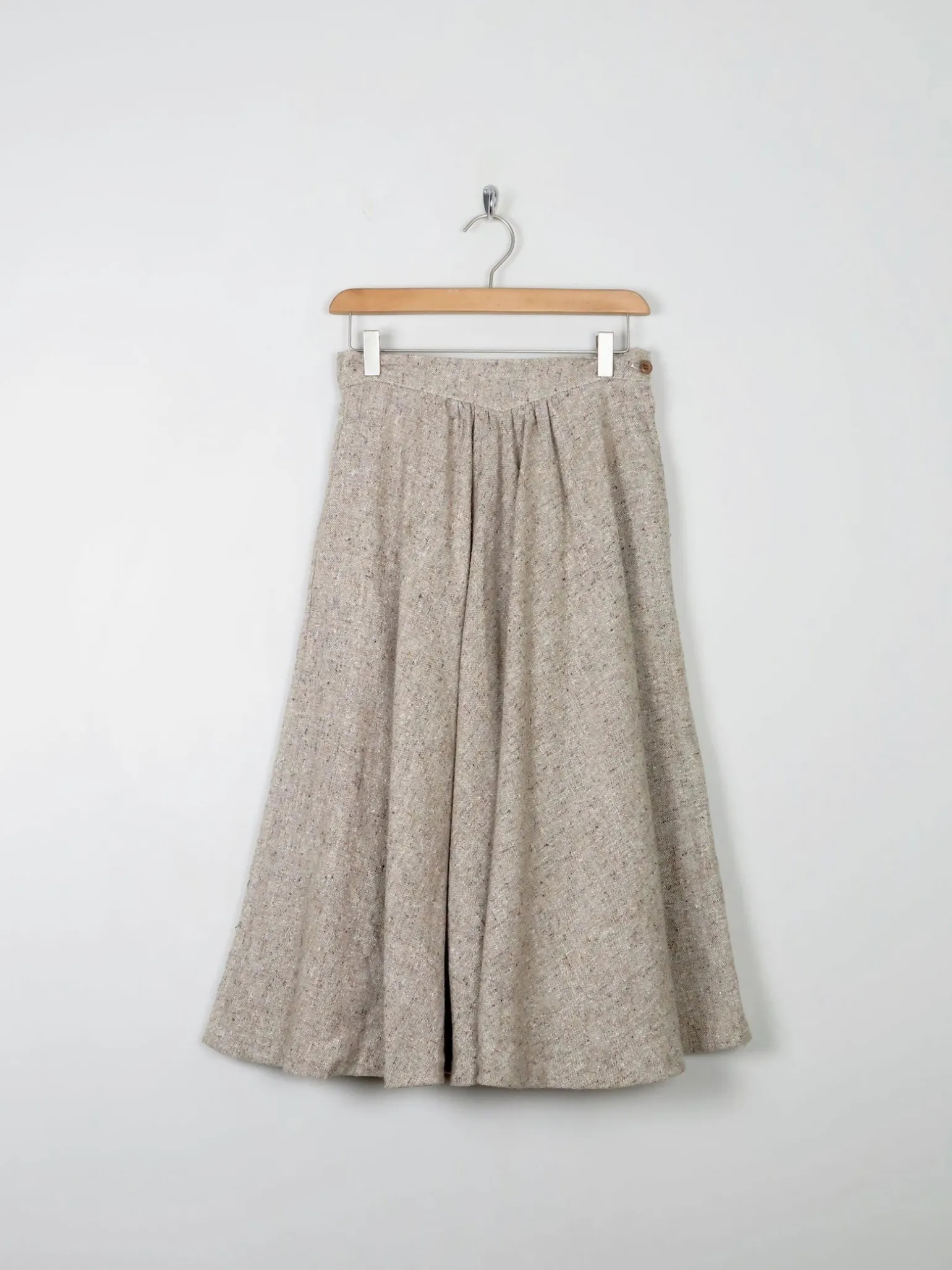 Vintage Cream Melange Tweed Full Skirt 26" XS