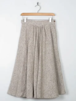 Vintage Cream Melange Tweed Full Skirt 26" XS