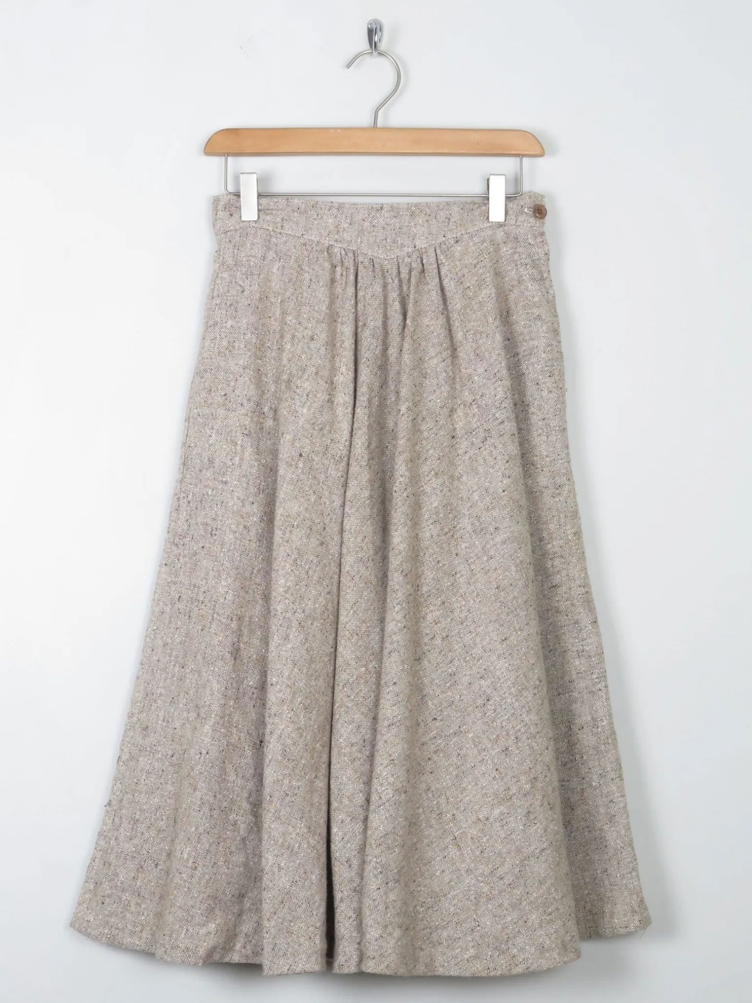 Vintage Cream Melange Tweed Full Skirt 26" XS
