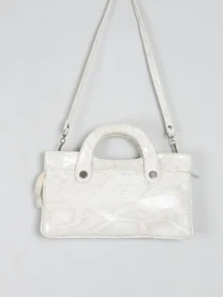 Vintage Cream Mock Crock 1970s Bag With Long Strap