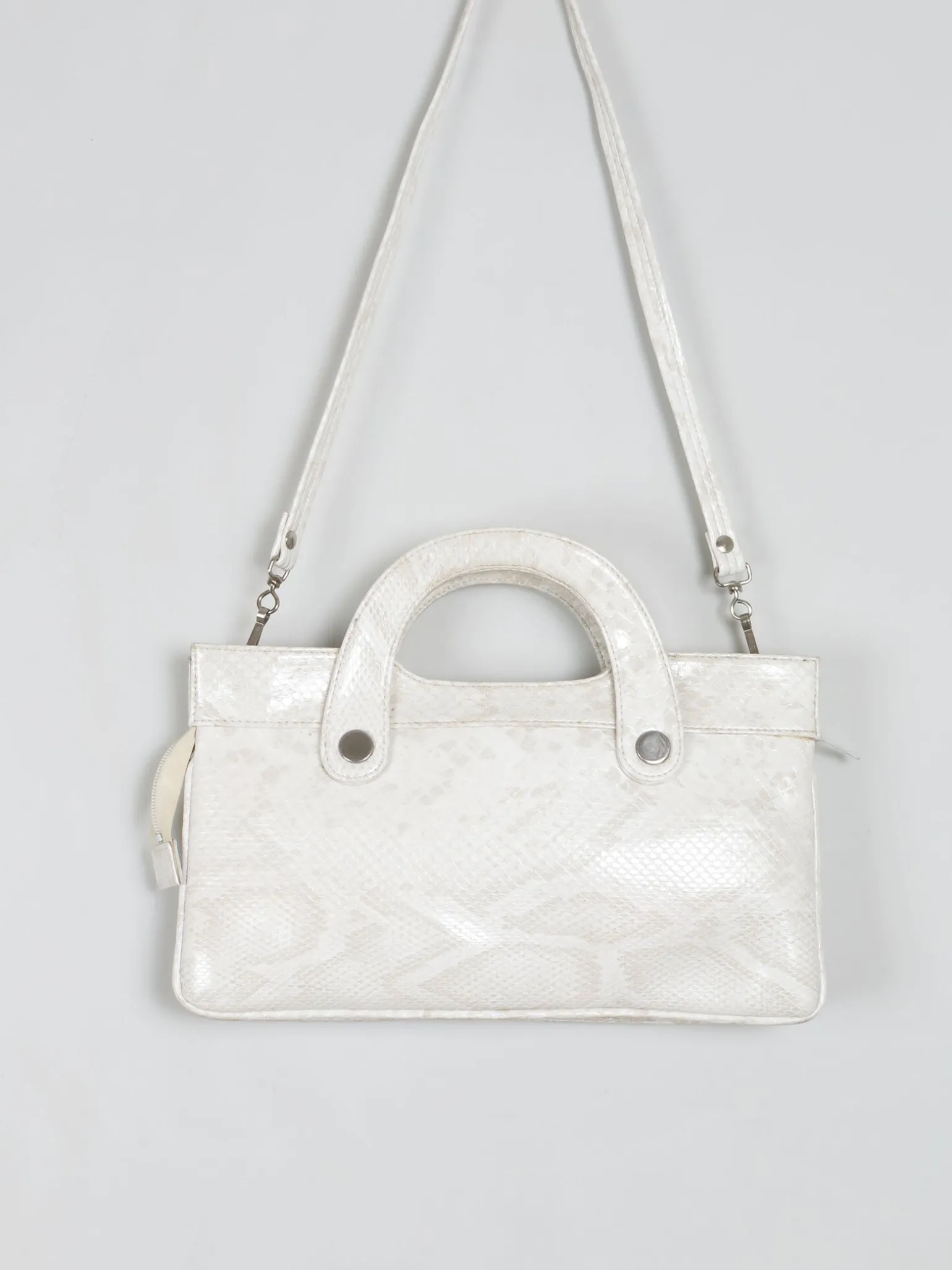 Vintage Cream Mock Crock 1970s Bag With Long Strap