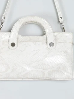 Vintage Cream Mock Crock 1970s Bag With Long Strap