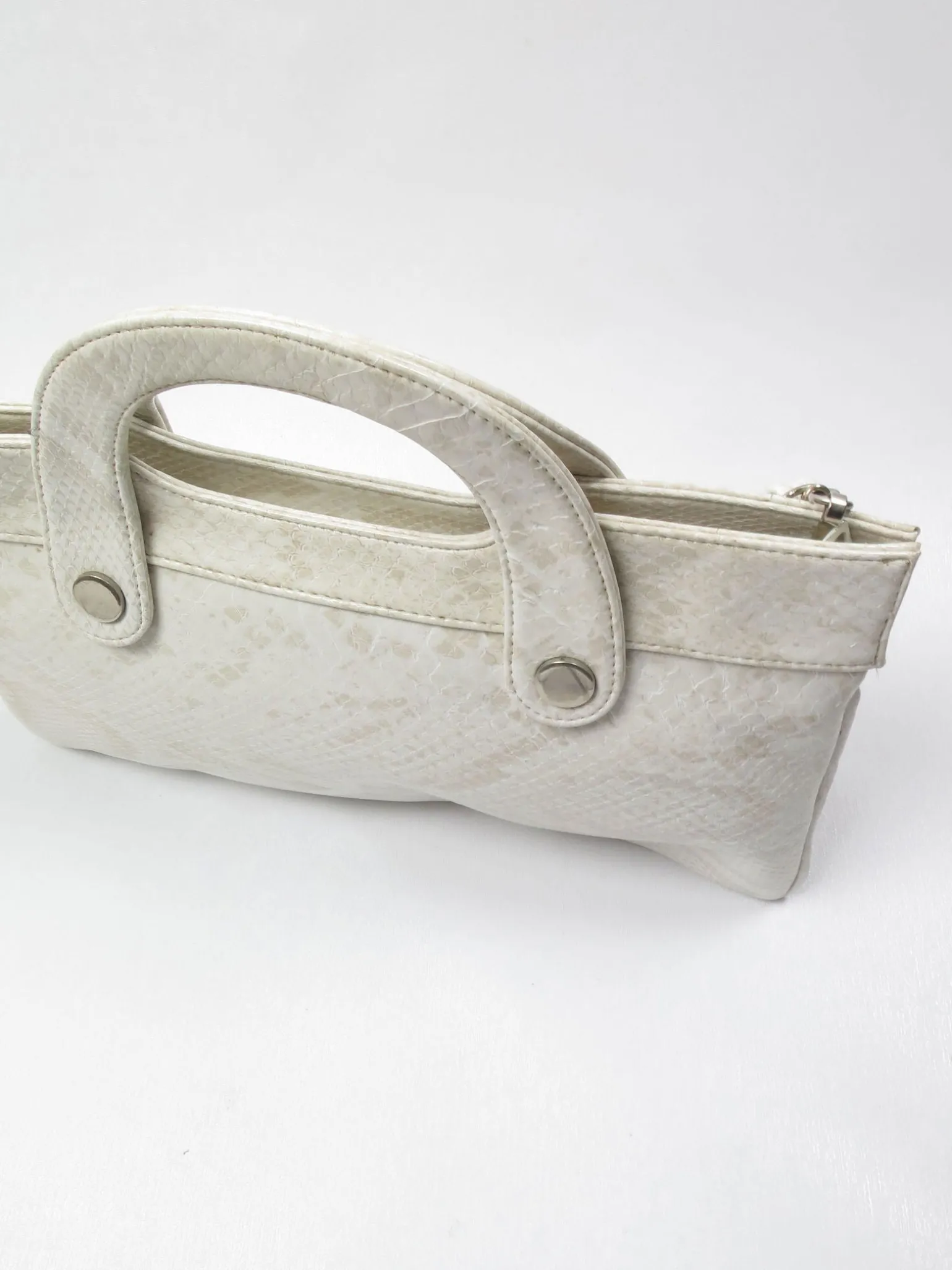 Vintage Cream Mock Crock 1970s Bag With Long Strap