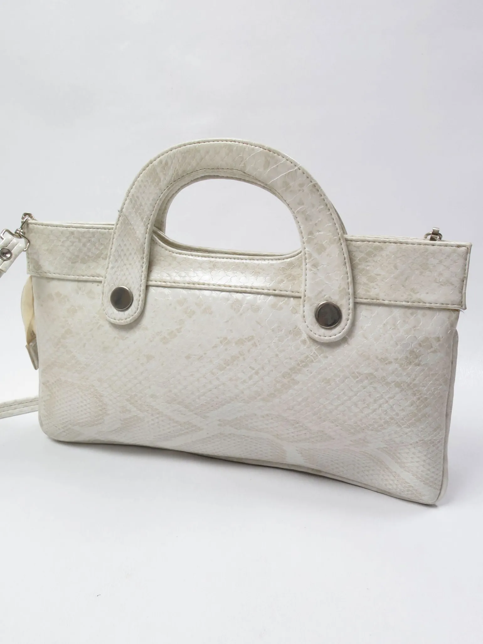 Vintage Cream Mock Crock 1970s Bag With Long Strap
