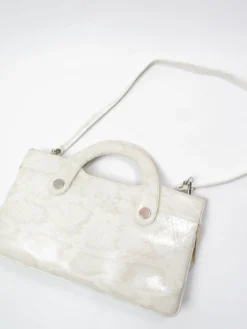 Vintage Cream Mock Crock 1970s Bag With Long Strap