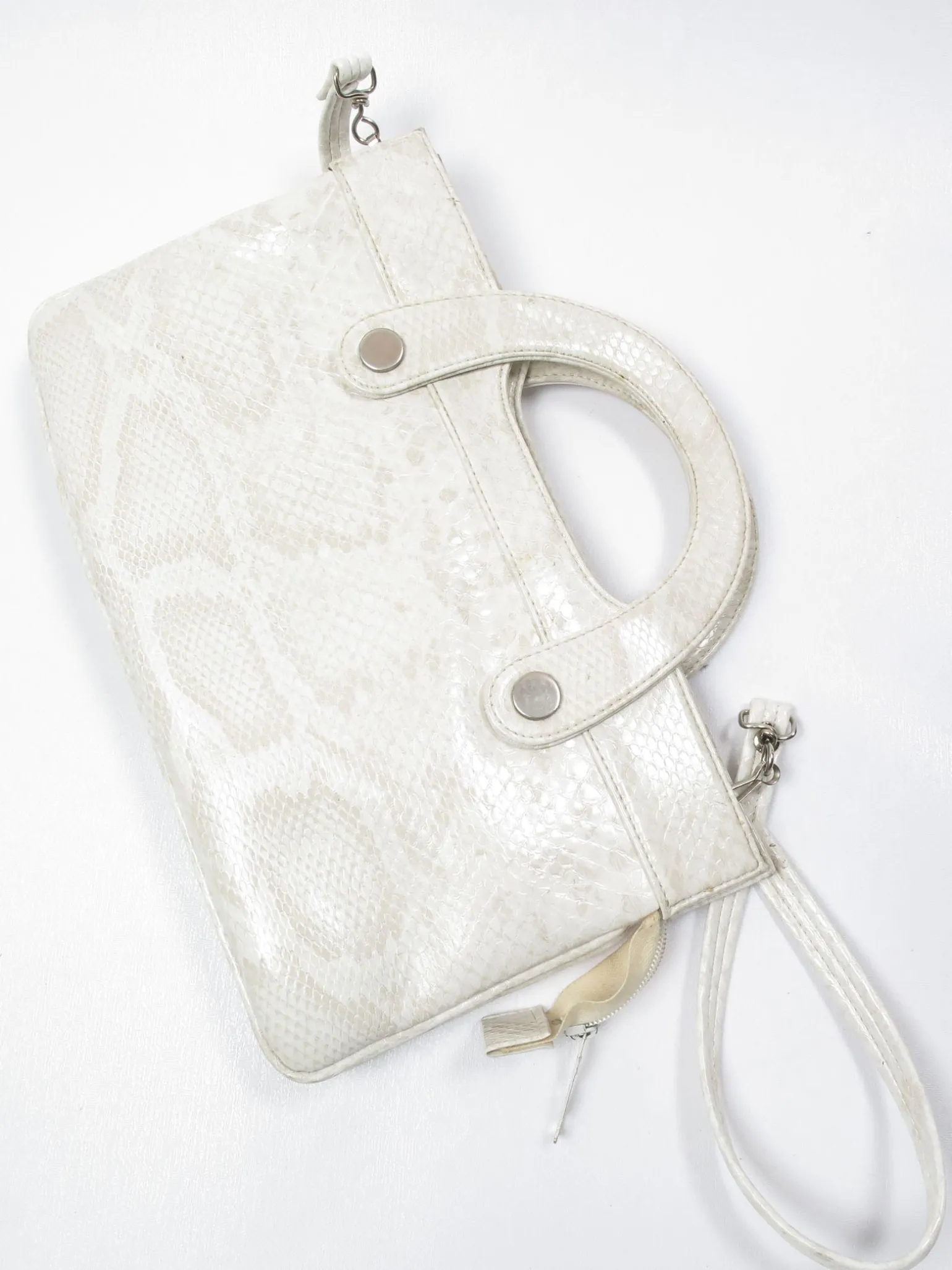Vintage Cream Mock Crock 1970s Bag With Long Strap