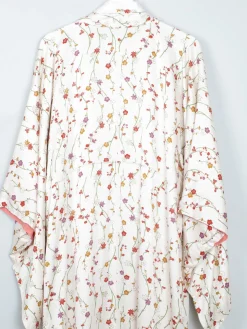 Vintage Cream Silk Colourful Printed Kimono S-L