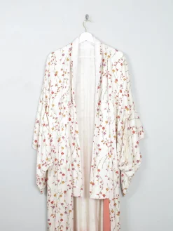 Vintage Cream Silk Colourful Printed Kimono S-L