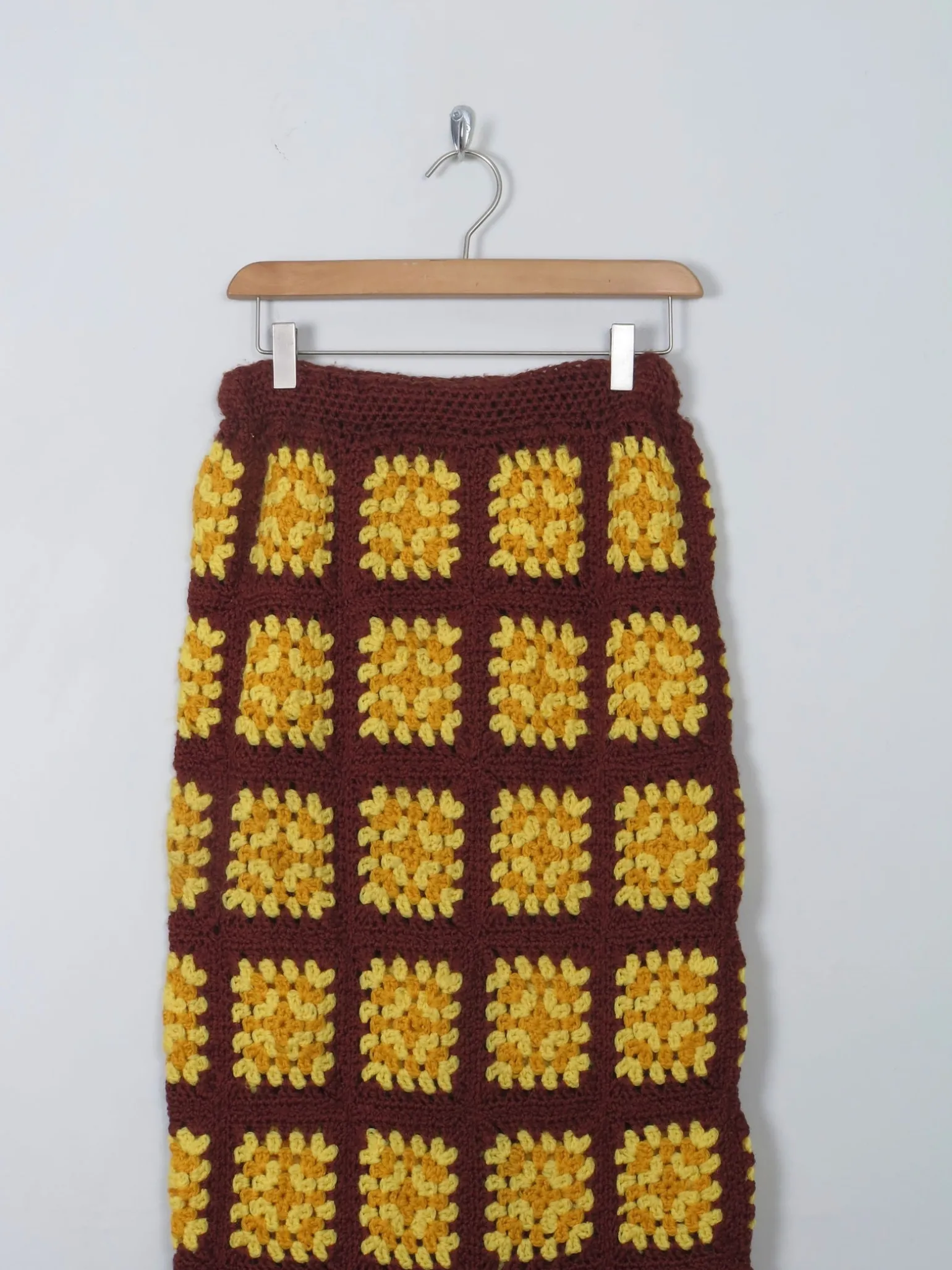 Vintage Crochet Yellow & Brown Skirt S