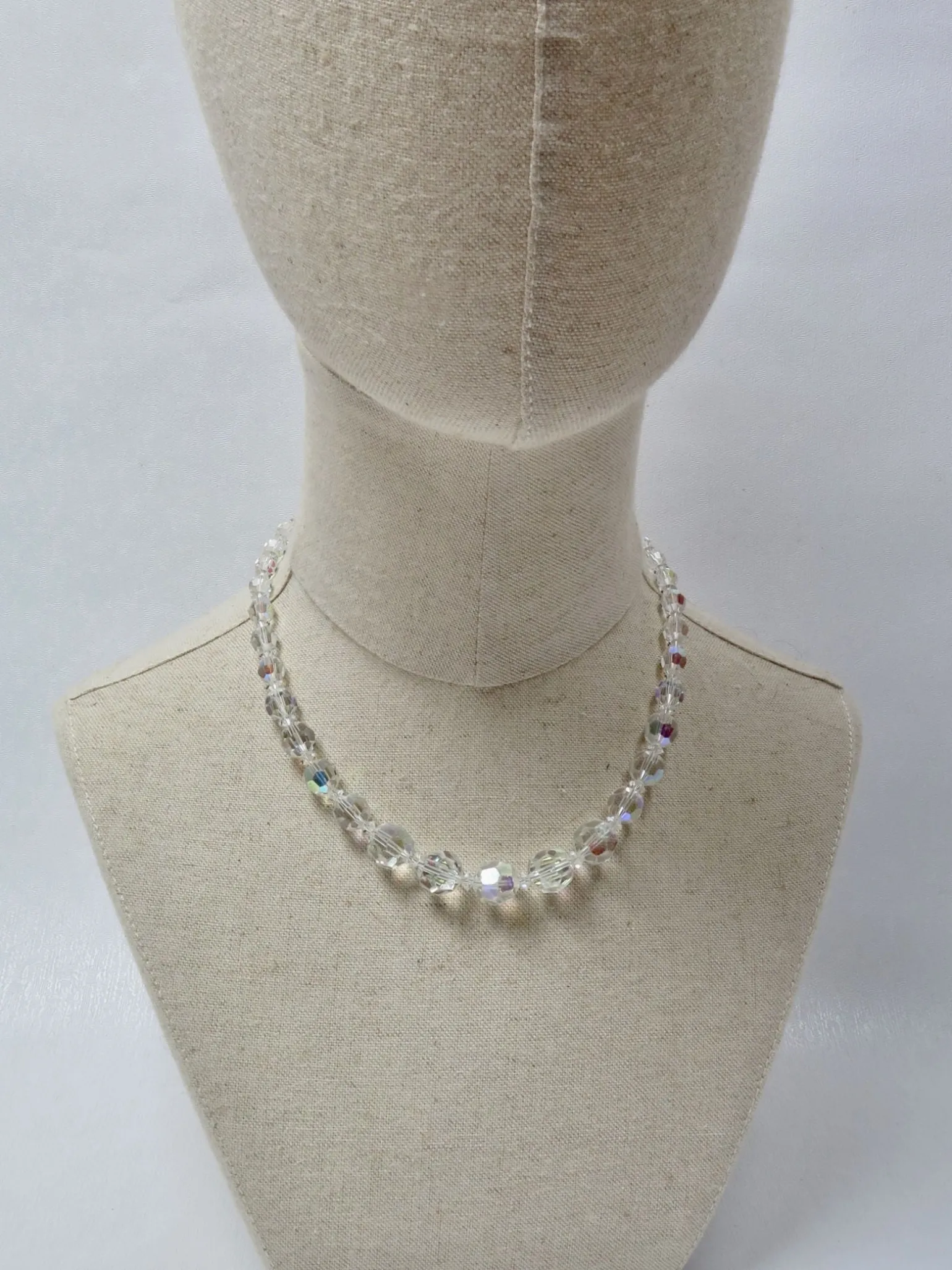 Vintage Crystal Iridescent Crystal Graduated Necklace