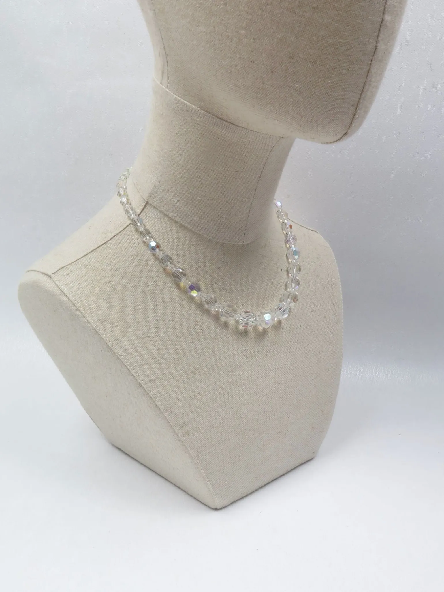 Vintage Crystal Iridescent Crystal Graduated Necklace