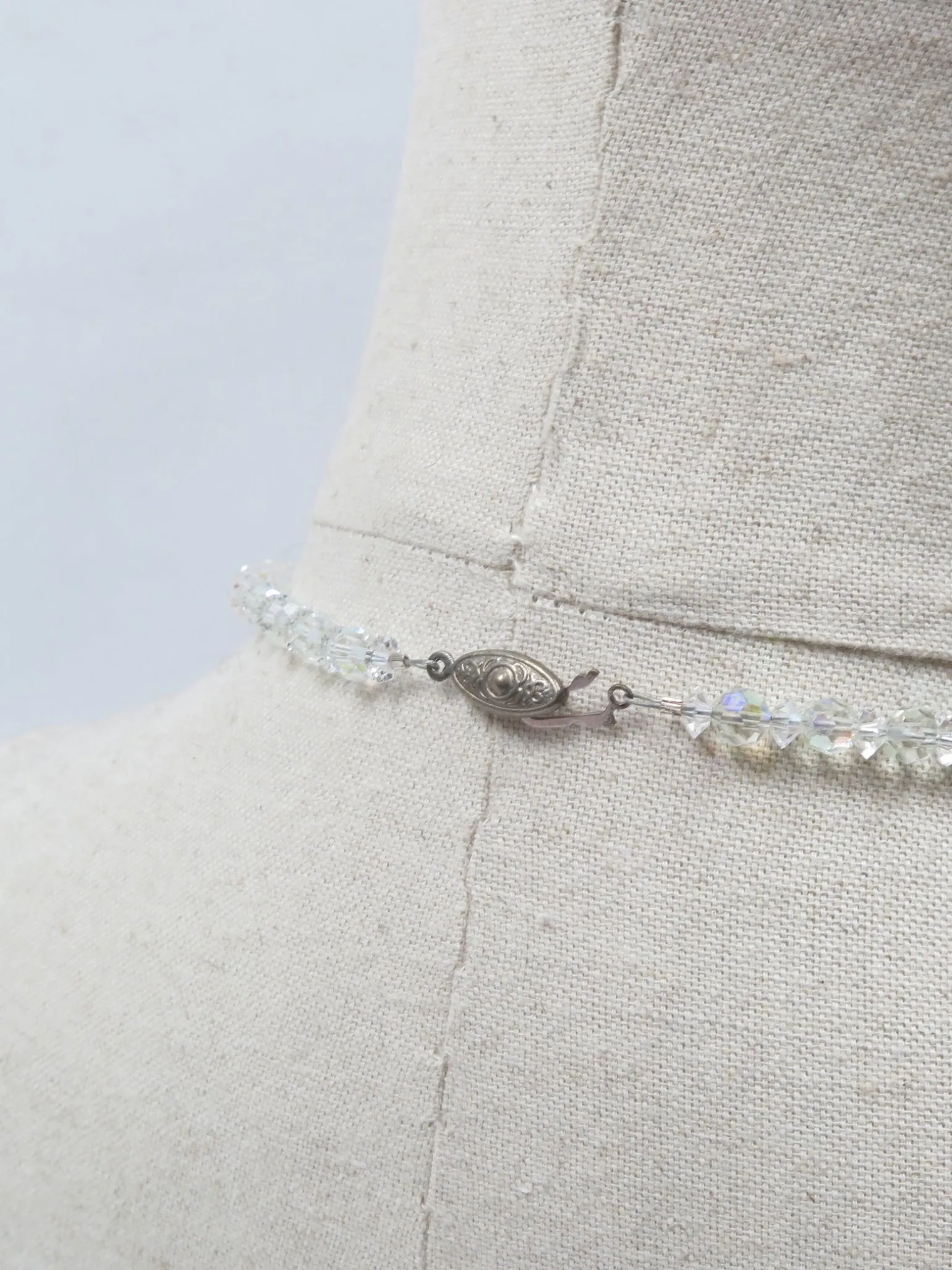 Vintage Crystal Iridescent Crystal Graduated Necklace