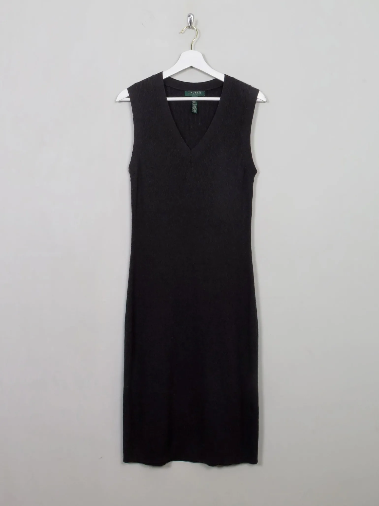 Vintage Dark Grey Ralph Lauren Ribbed Jumper Dress M/L