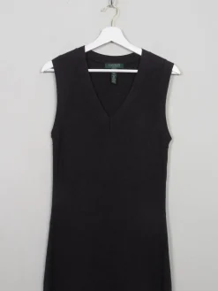 Vintage Dark Grey Ralph Lauren Ribbed Jumper Dress M/L