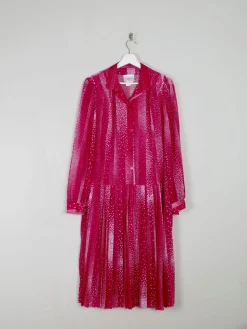 Vintage Dress Pink Semi Sheer Drop Waist M/L