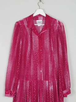 Vintage Dress Pink Semi Sheer Drop Waist M/L