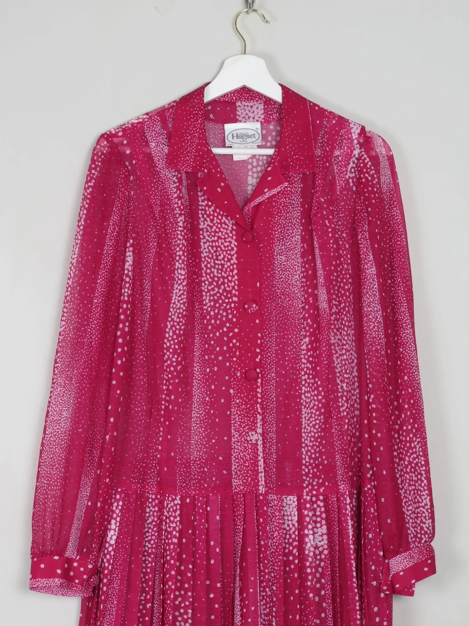 Vintage Dress Pink Semi Sheer Drop Waist M/L