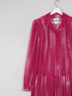 Vintage Dress Pink Semi Sheer Drop Waist M/L