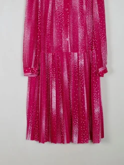 Vintage Dress Pink Semi Sheer Drop Waist M/L