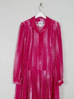 Vintage Dress Pink Semi Sheer Drop Waist M/L