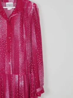Vintage Dress Pink Semi Sheer Drop Waist M/L
