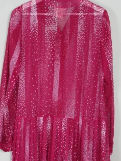 Vintage Dress Pink Semi Sheer Drop Waist M/L