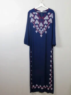 Vintage Embroidered Blue Ethic Kaftan/ Robe Dress S/M
