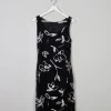 Vintage Fitted Black Dress With Cream Flowers 10/12
