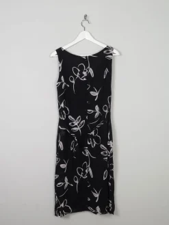 Vintage Fitted Black Dress With Cream Flowers 10/12