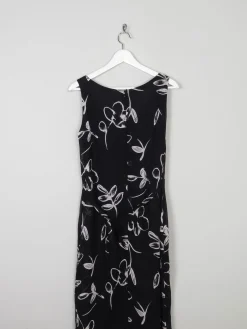 Vintage Fitted Black Dress With Cream Flowers 10/12
