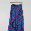 Vintage Floral Blue/Purple Skirt Elasticated S
