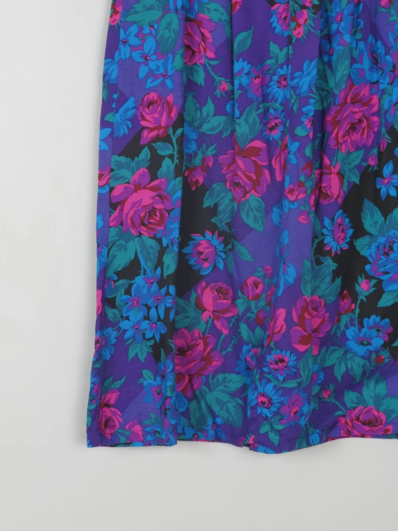 Vintage Floral Blue/Purple Skirt Elasticated S