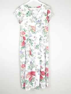 Vintage Floral Button Down 1980s Dress 12/14