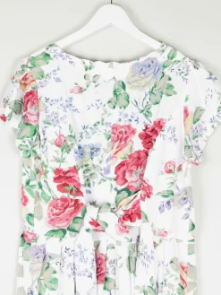 Vintage Floral Button Down 1980s Dress 12/14