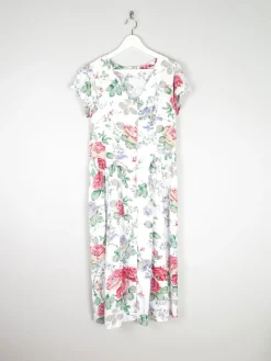 Vintage Floral Button Down 1980s Dress 12/14