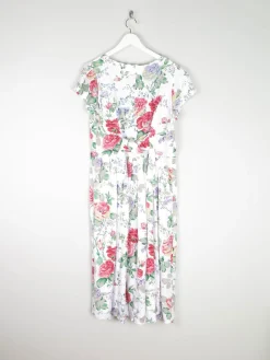 Vintage Floral Button Down 1980s Dress 12/14