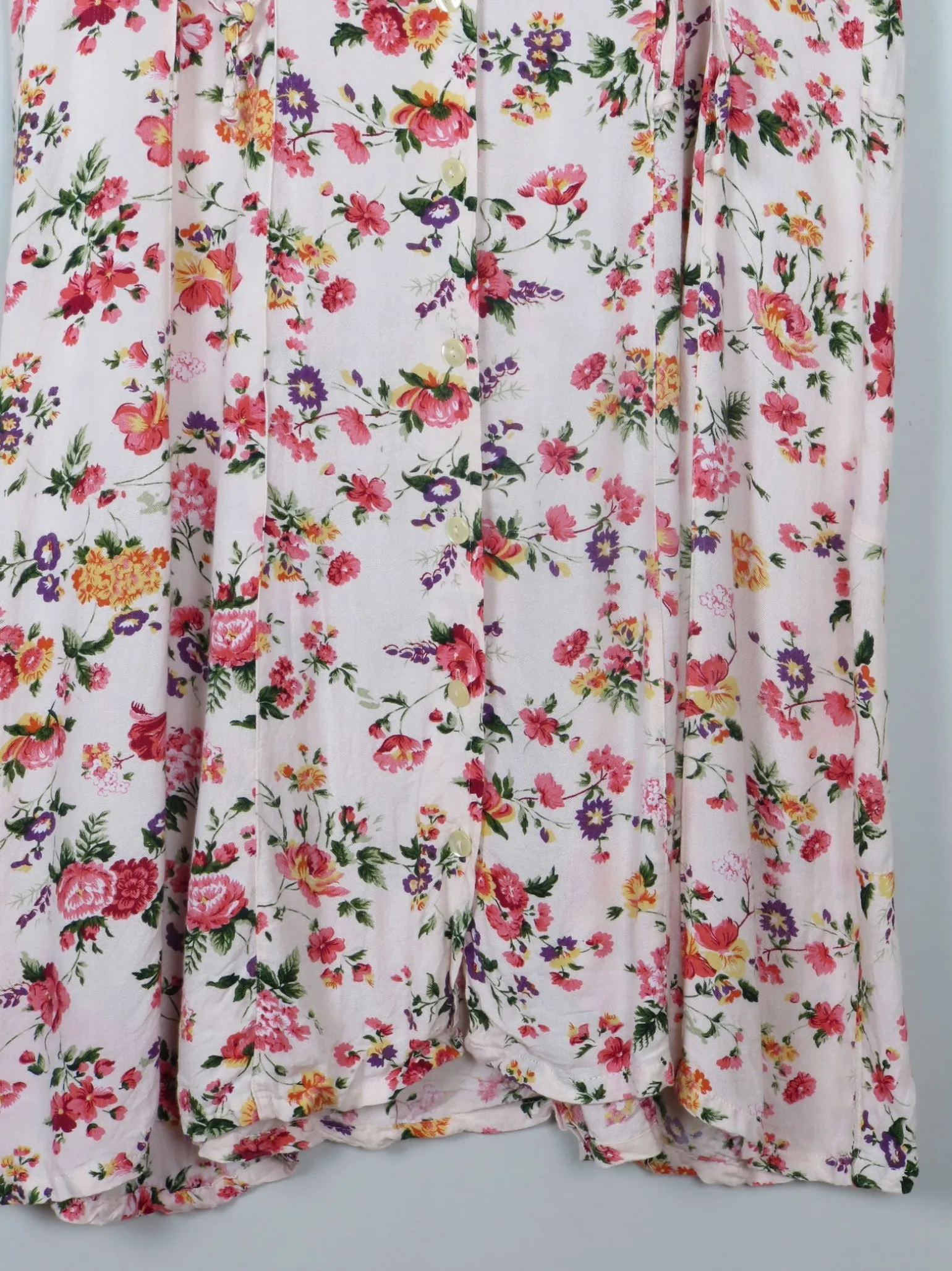 Vintage Floral Dress With Lace Up Detail L