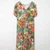 Vintage Floral Green Button Down Dress 12/14