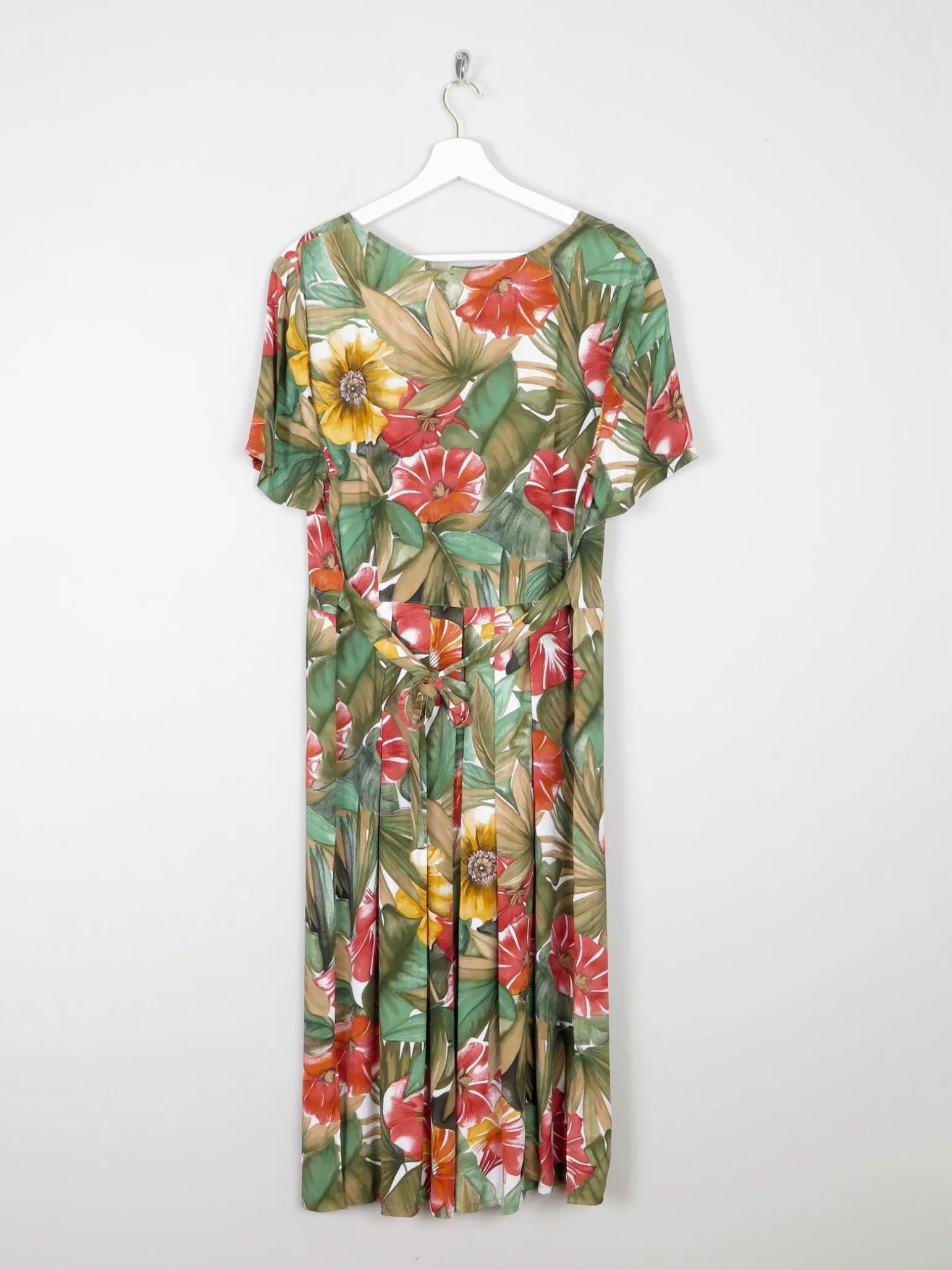 Vintage Floral Green Button Down Dress 12/14