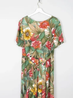 Vintage Floral Green Button Down Dress 12/14