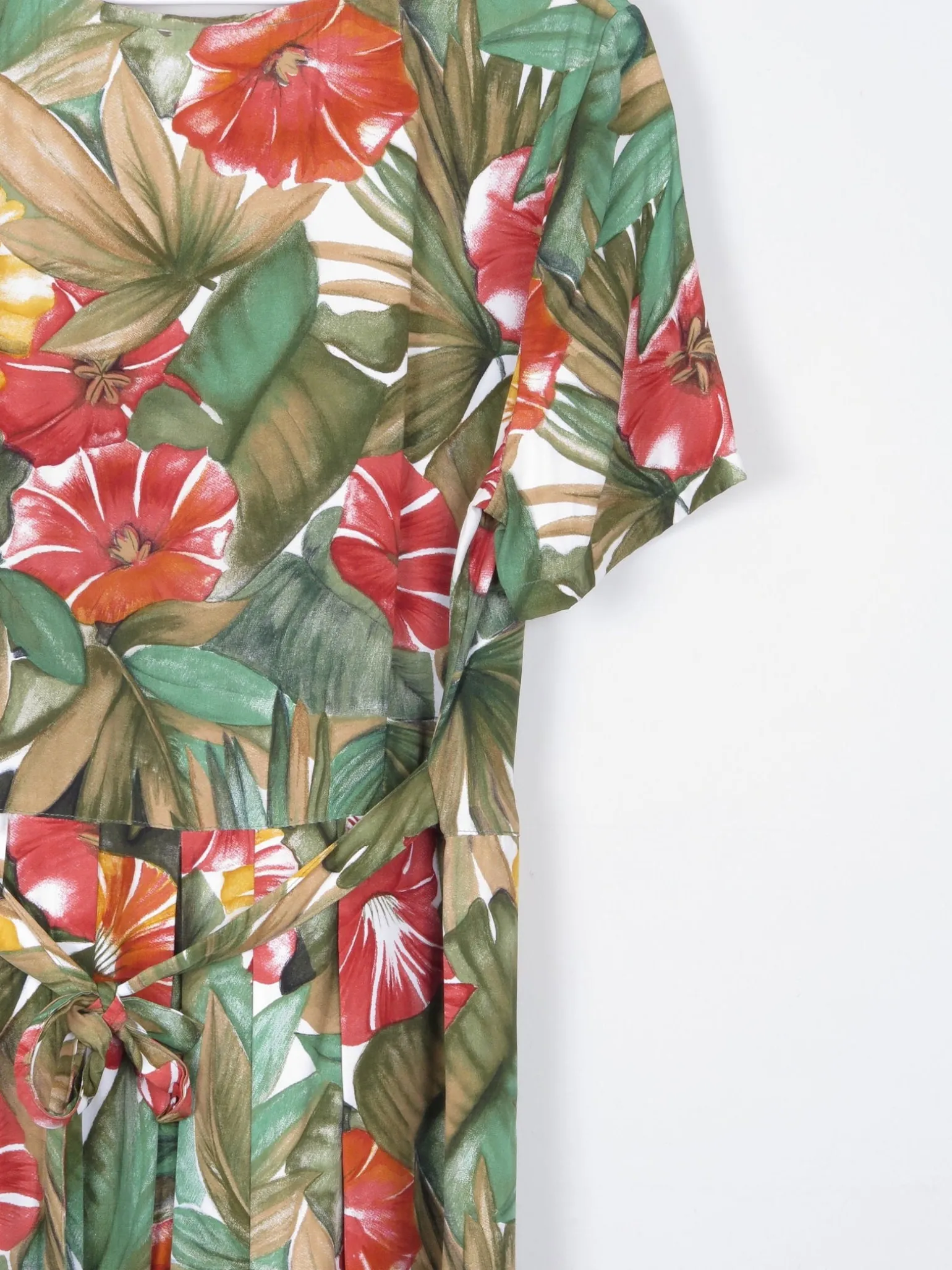 Vintage Floral Green Button Down Dress 12/14