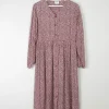 Vintage Floral Prairie Dress Brown & White Button Down S/M