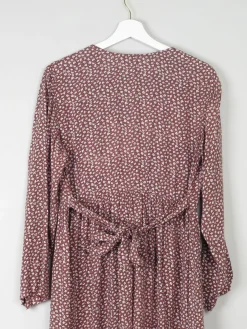 Vintage Floral Prairie Dress Brown & White Button Down S/M