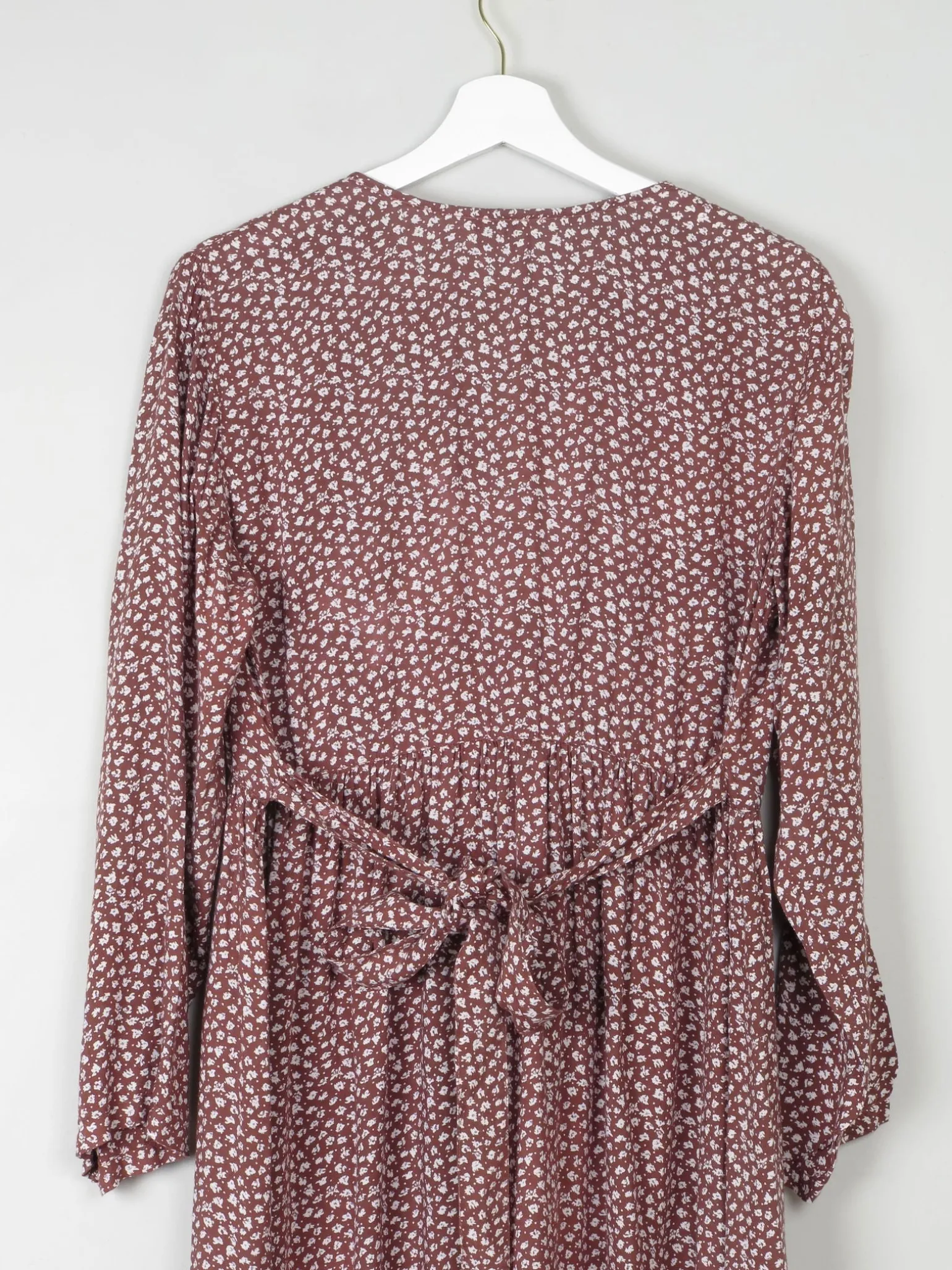 Vintage Floral Prairie Dress Brown & White Button Down S/M