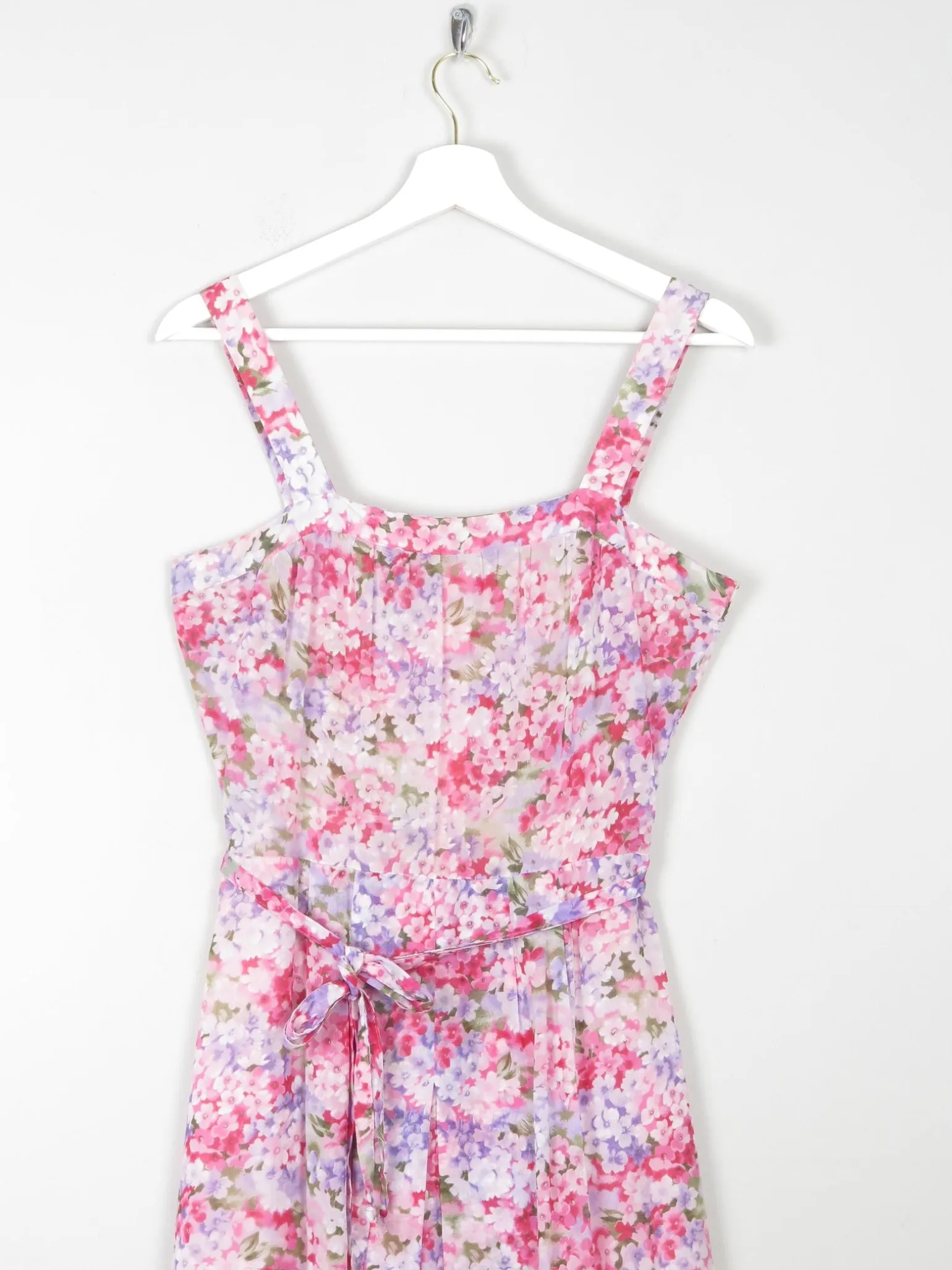 Vintage Floral Printed Pink Summer Dress 10