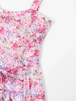 Vintage Floral Printed Pink Summer Dress 10