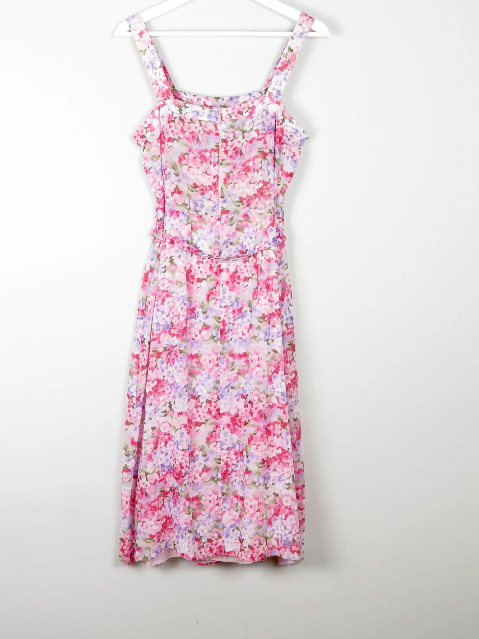 Vintage Floral Printed Pink Summer Dress 10