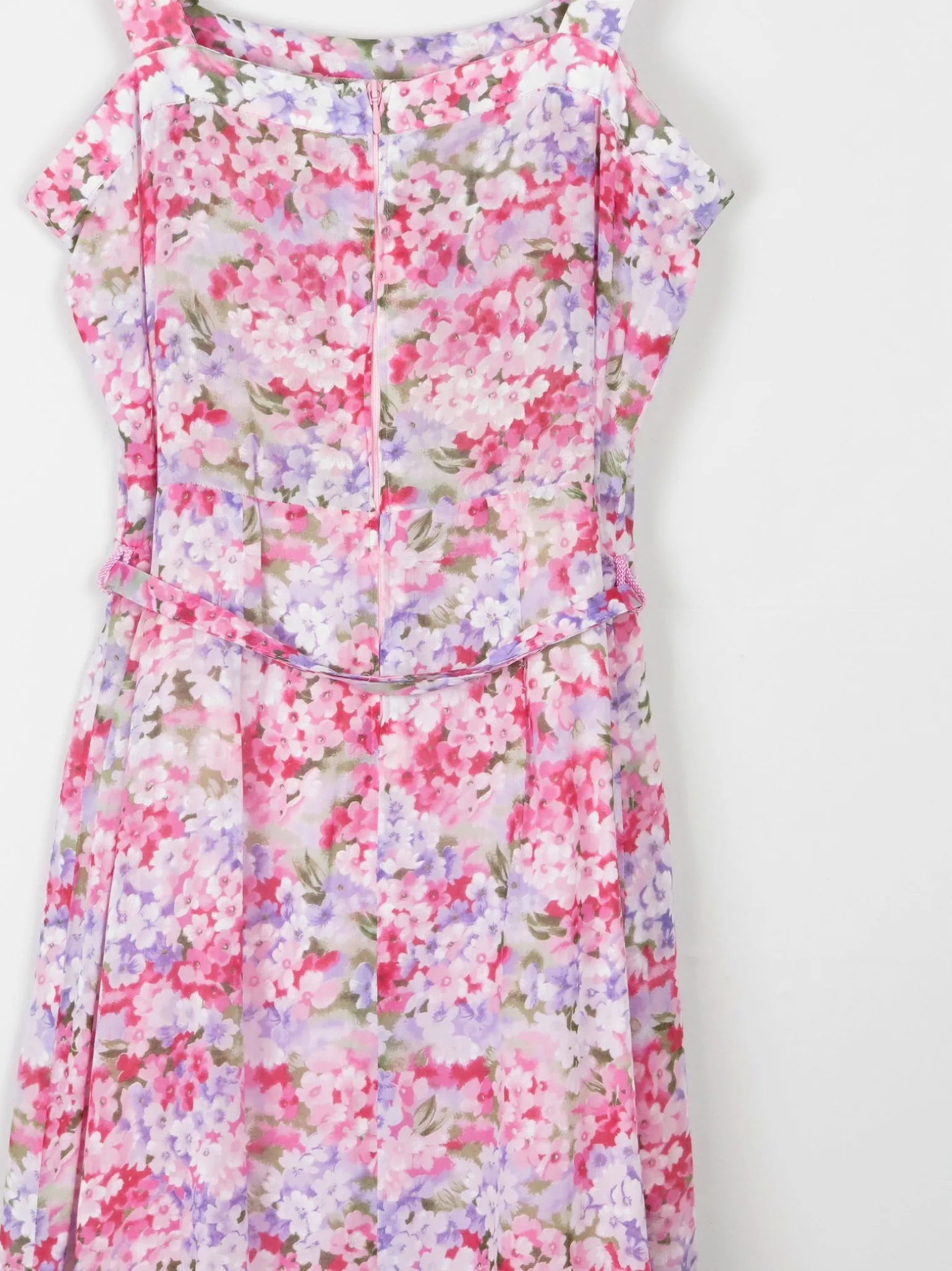 Vintage Floral Printed Pink Summer Dress 10